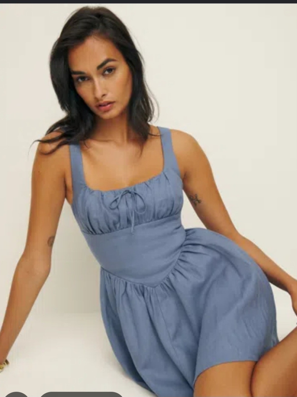 Reformation Daria Linen Mini Dress Size 6 - Picture 2 of 3